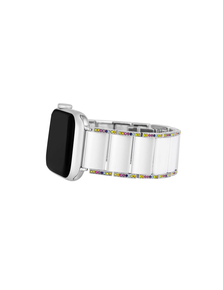 Anne Klein Premium Crystals Ceramic Bracelet Band for Apple Watch® Best Sellers White / Silver | USJBT65861