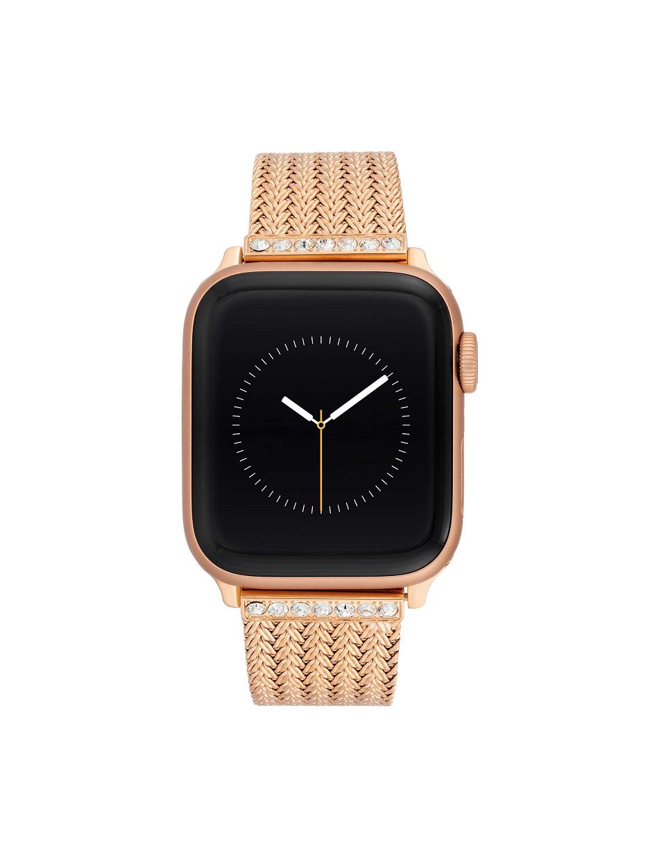 Anne Klein Premium Crystals Mesh Band Apple Watch Accessories Rose / Gold | USQCS22358