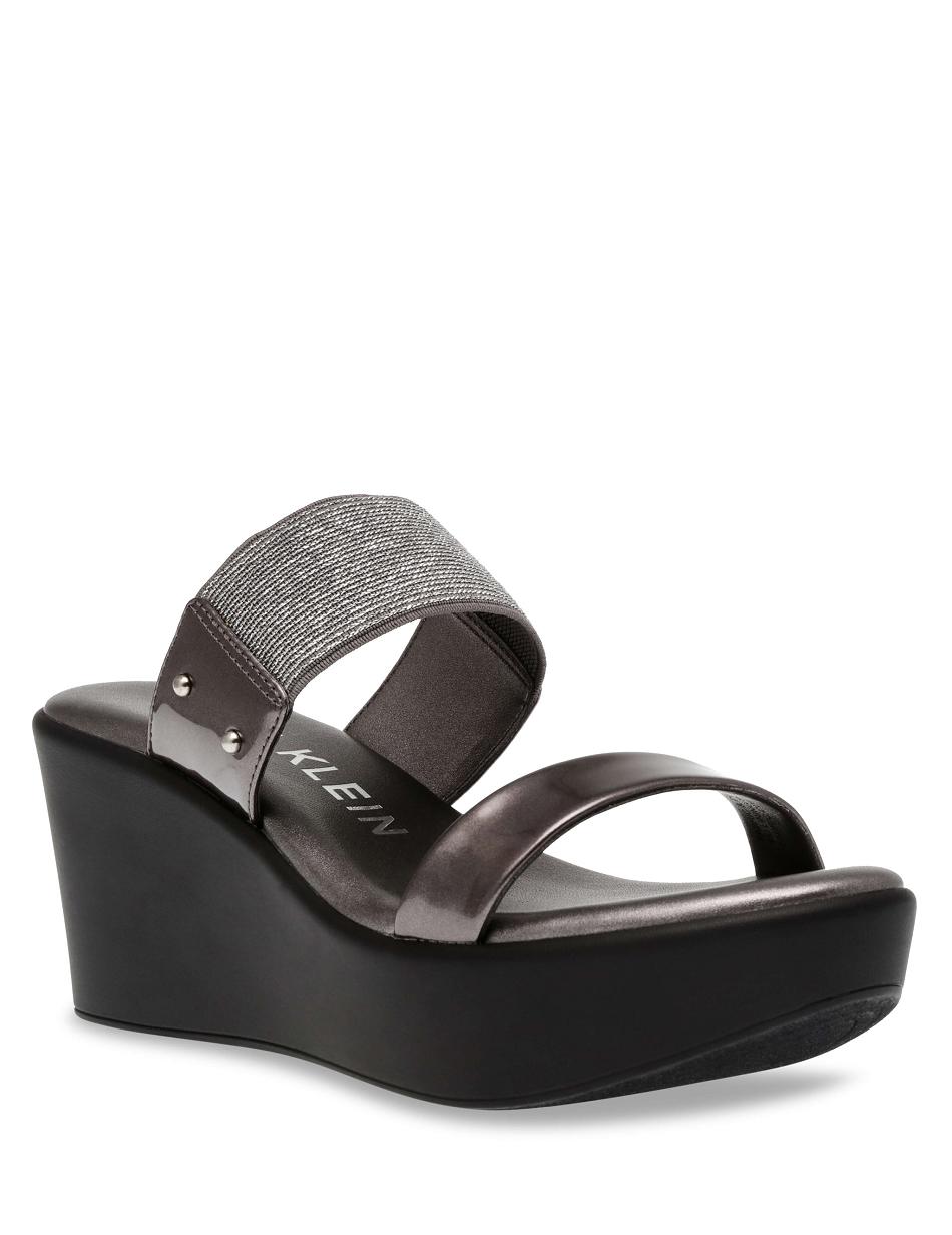 Anne Klein Pylos Platform Sandal Wedges Blue Grey | XUSGW75528