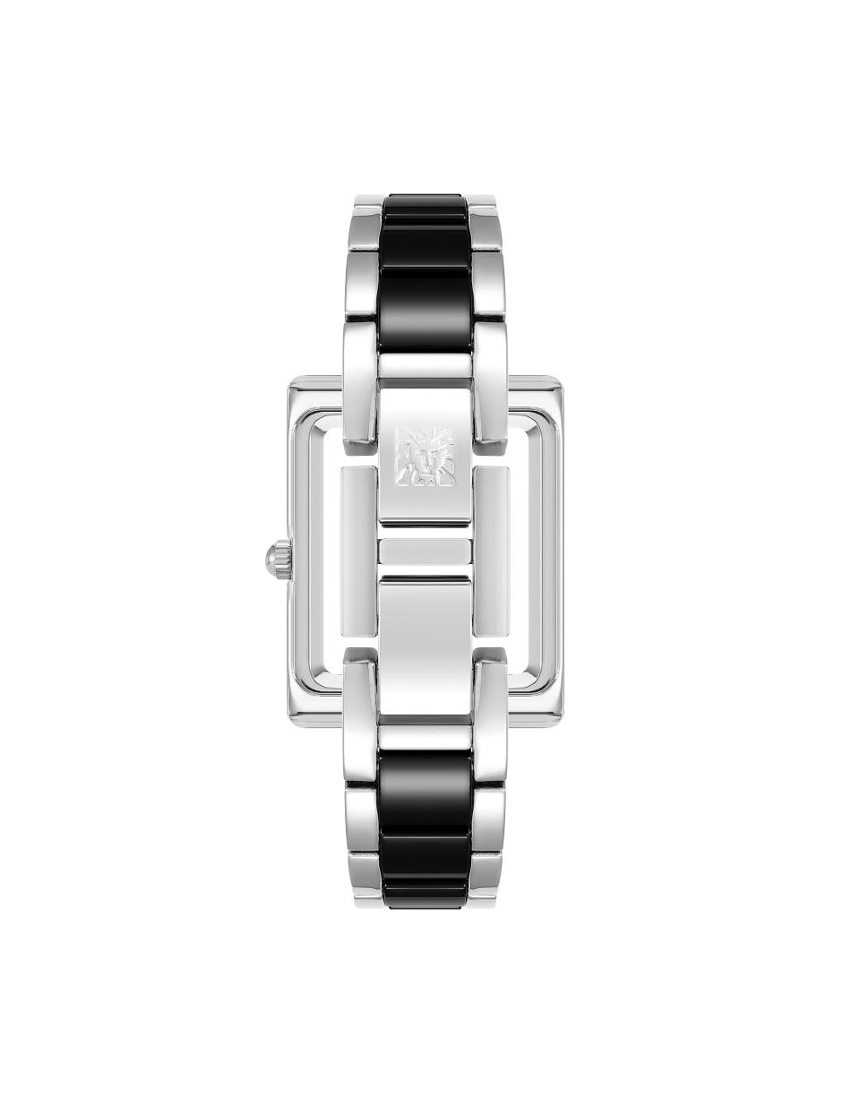 Anne Klein Rectangular Case Bracelet Watch Ceramics Silver / Black | GUSEC23193