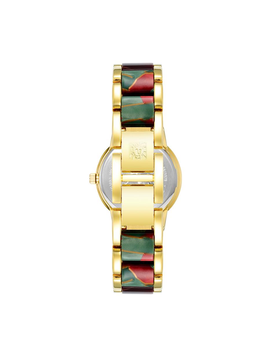 Anne Klein Resin Link Bracelet Watch Metals Gold / Green / Burgundy | BUSSD28016