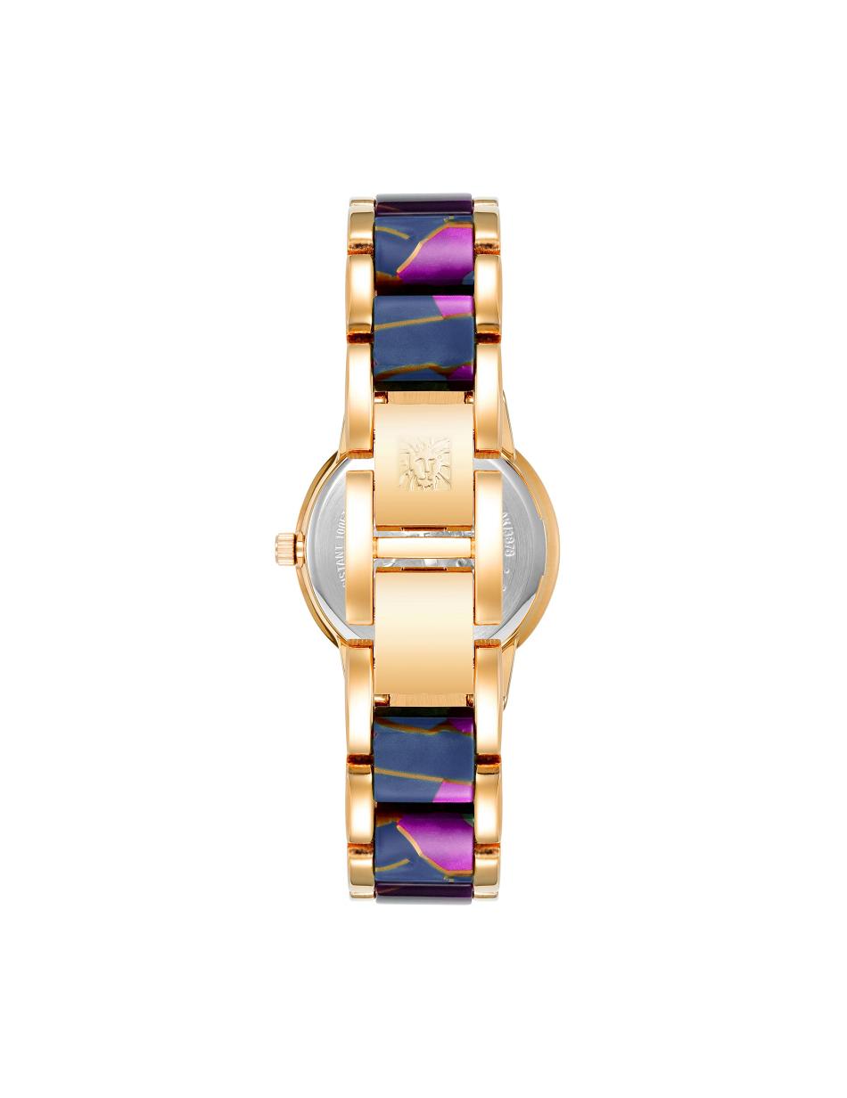 Anne Klein Resin Link Bracelet Watch Metals Navy / Purple | TUSPQ34937