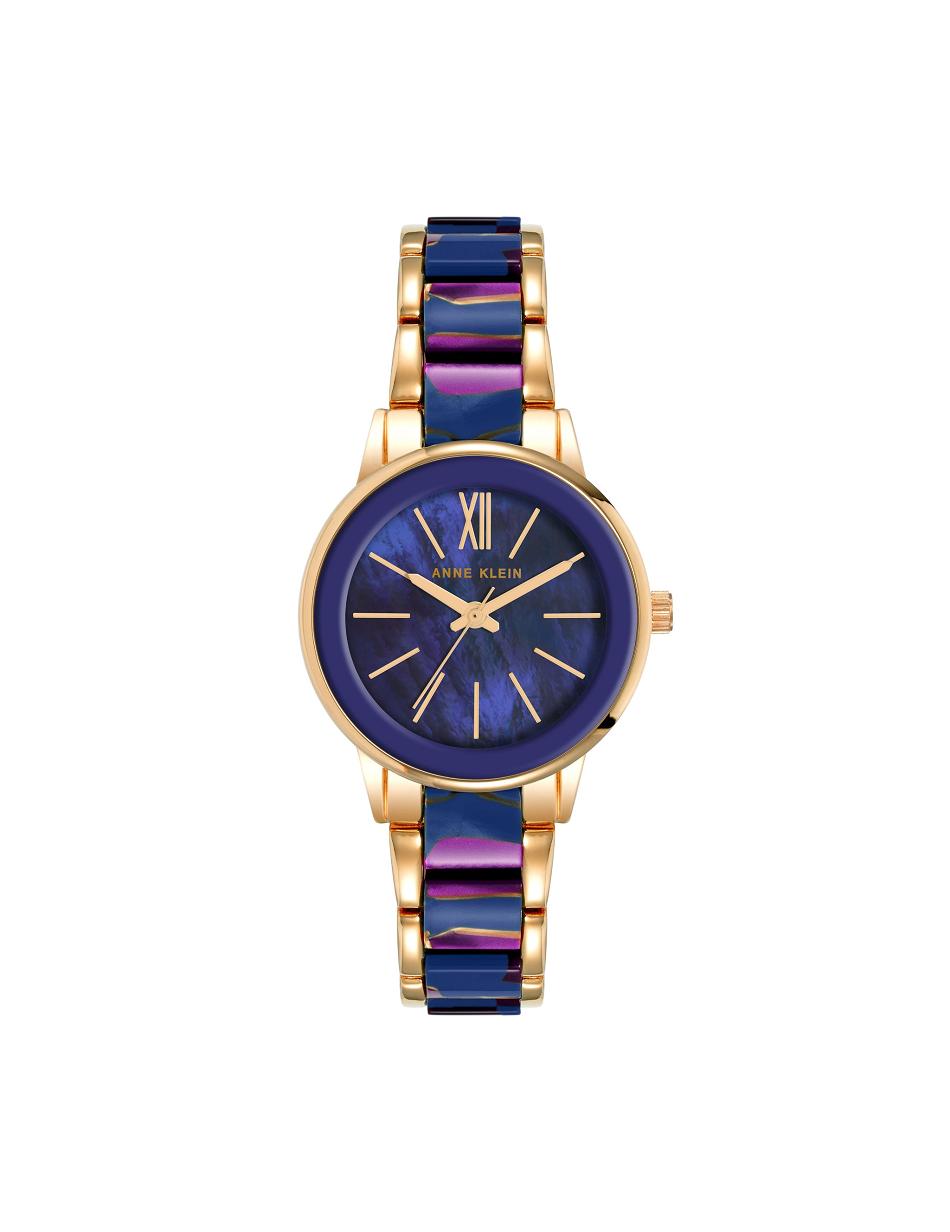 Anne Klein Resin Link Bracelet Watch Metals Navy / Purple | TUSPQ34937