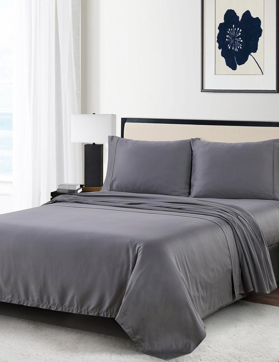 Anne Klein Reverie Anti-Microbial Sheet Set Bedding Grey | USNZX85717