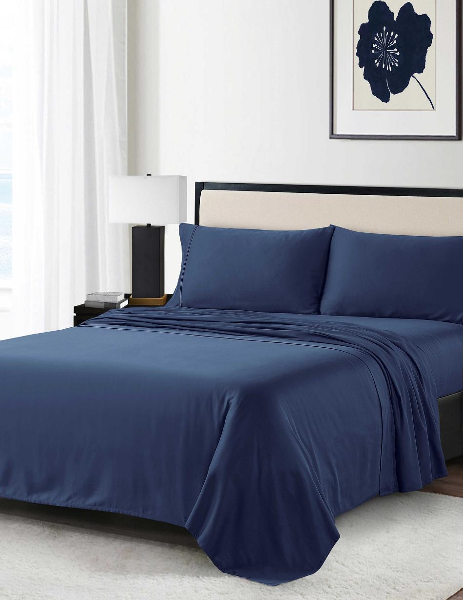 Anne Klein Reverie Anti-Microbial Sheet Set Bedding Navy | ZUSNQ27971