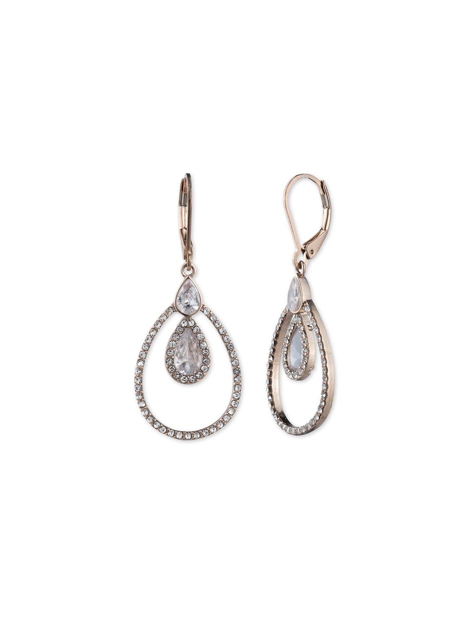 Anne Klein Rose Gold-Tone Crystal Pave Rim Drop Pierced Earrings Gold | FUSUI49721