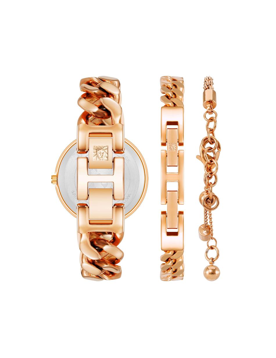 Anne Klein Round Chain Watch and Bracelet Set Metals Rose / Gold | LUSTR83958