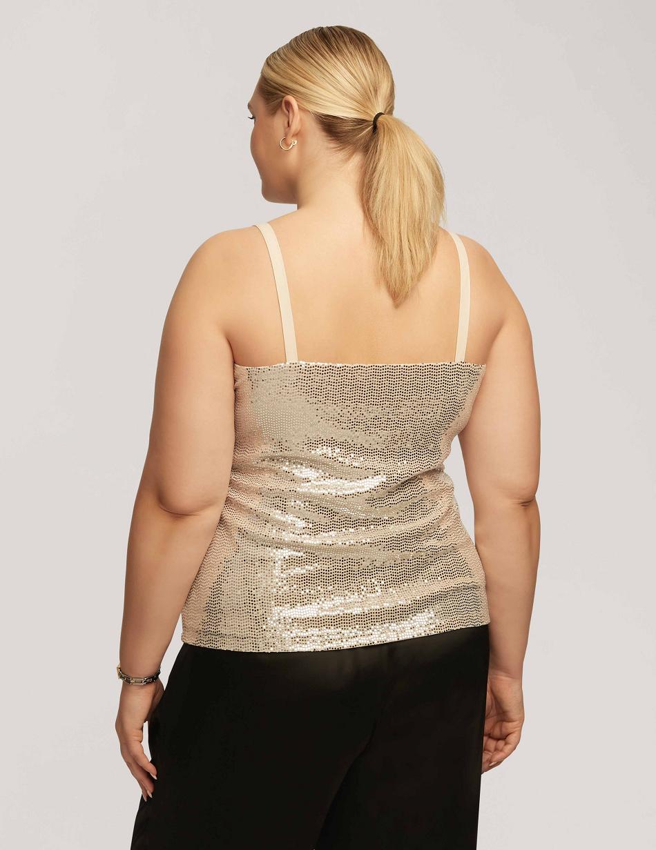 Anne Klein Sequin Knit V-Neck Cami Plus Size Silver | USZPD17292