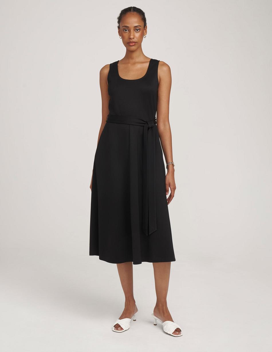 Anne Klein Serenity Knit Tank With Belt Dresses Black | ZUSNQ76650