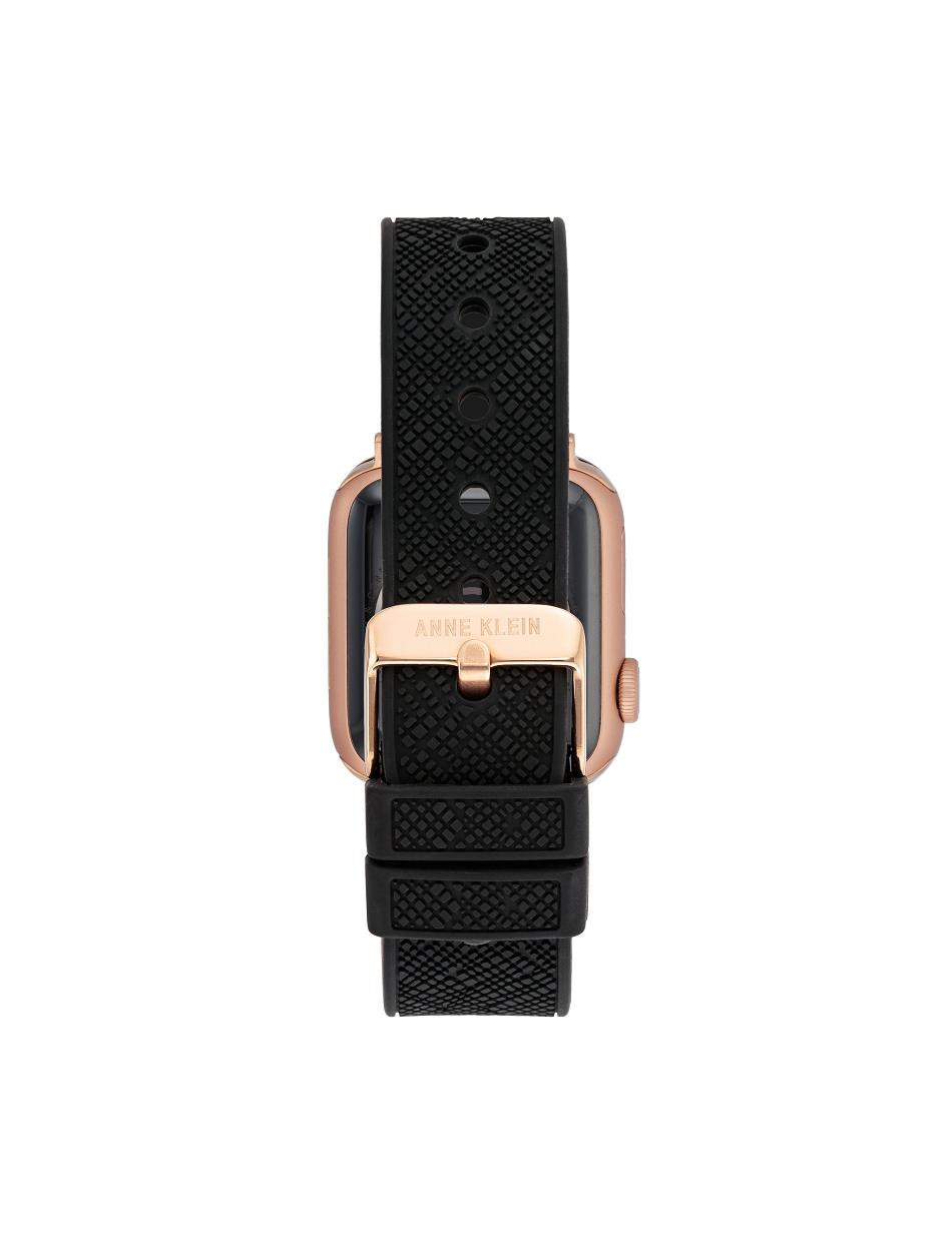 Anne Klein Silicone Textured Band Apple Watch Accessories Black / Rose / Gold | MUSHR25477