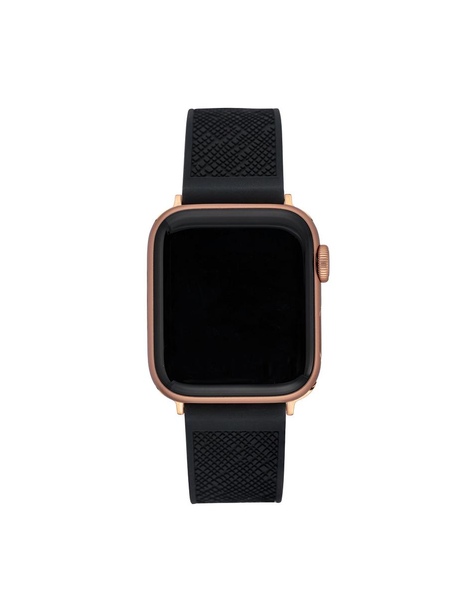 Anne Klein Silicone Textured Band Apple Watch Accessories Black / Rose / Gold | MUSHR25477