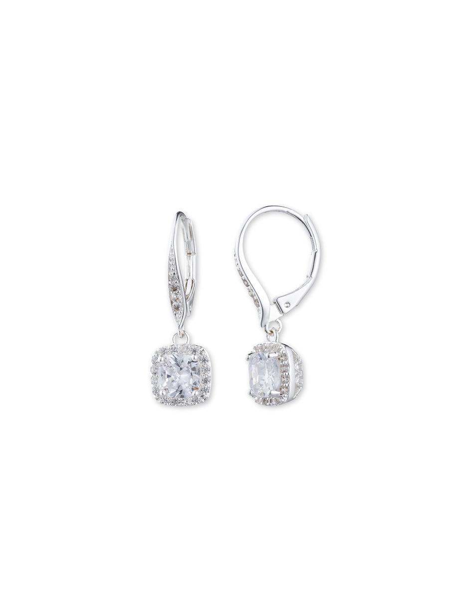 Anne Klein Silver-Tone Cubic Zirconia Drop Pierced Earrings Silver | PUSER81022