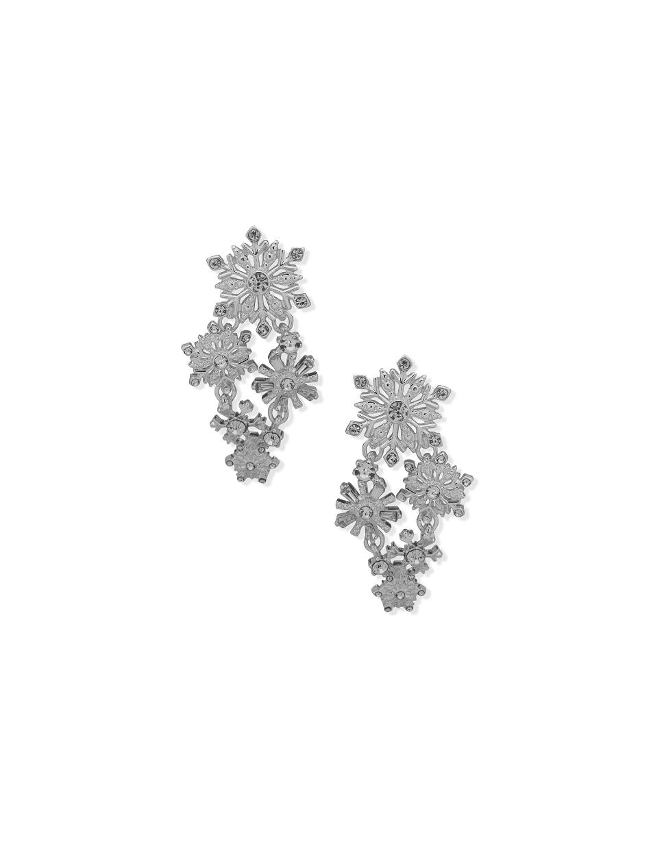 Anne Klein Snowflake Statement Post Drop Pierced Earrings Silver | USXBR83275