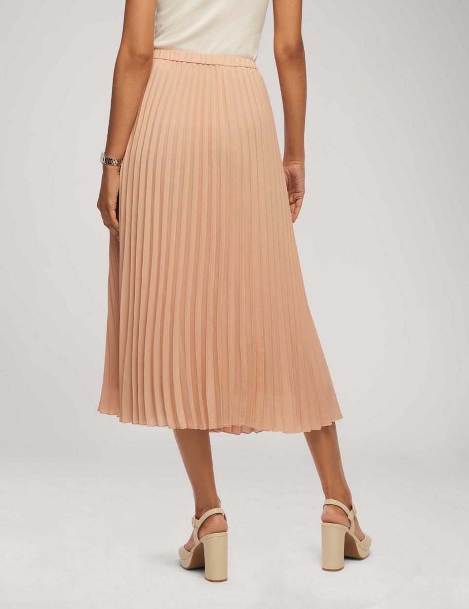 Anne Klein Solid Pull On Pleated Skirt Bottoms Pink | MUSFT25535