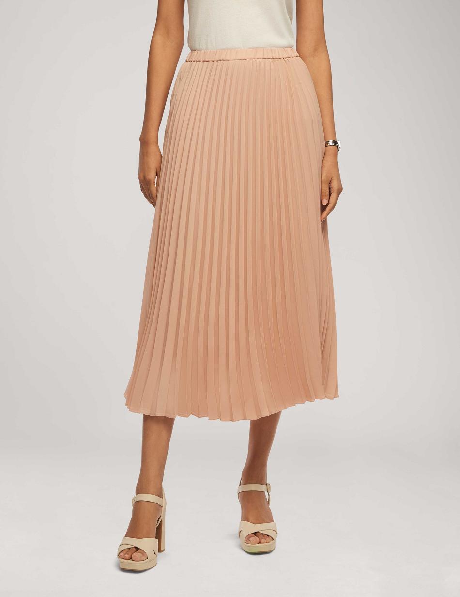 Anne Klein Solid Pull On Pleated Skirt Bottoms Pink | MUSFT25535