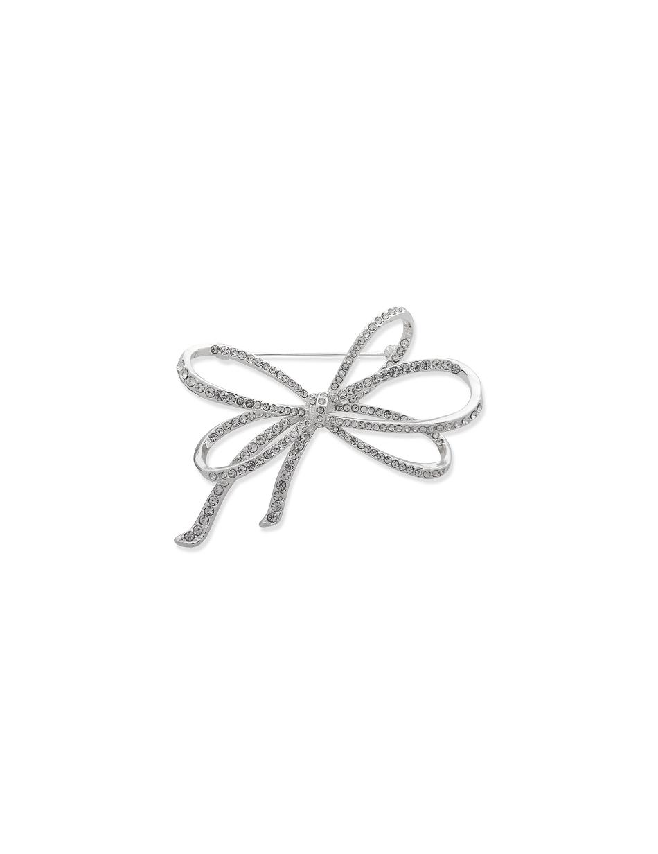 Anne Klein Sparkling Bow Brooch Brooches Silver | QUSUV80310