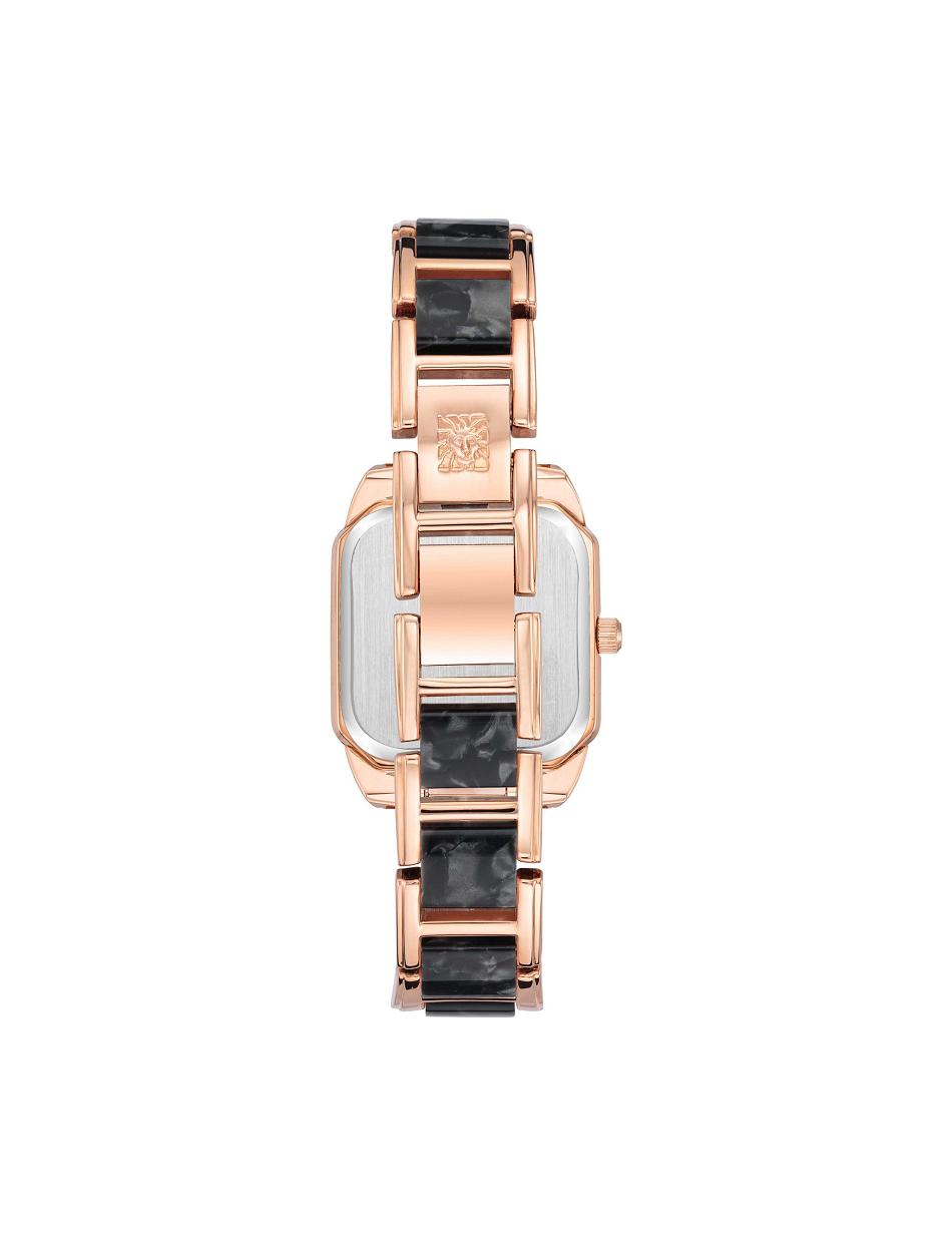 Anne Klein Square Case Resin Link Bracelet Watch Metals Rose / Gold / Grey | USIIZ68095