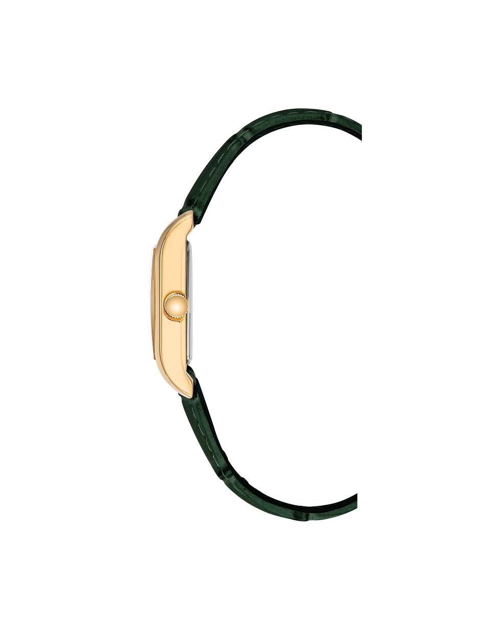 Anne Klein Square Case Strap Watch Leather Green / gold | LUSTR47981