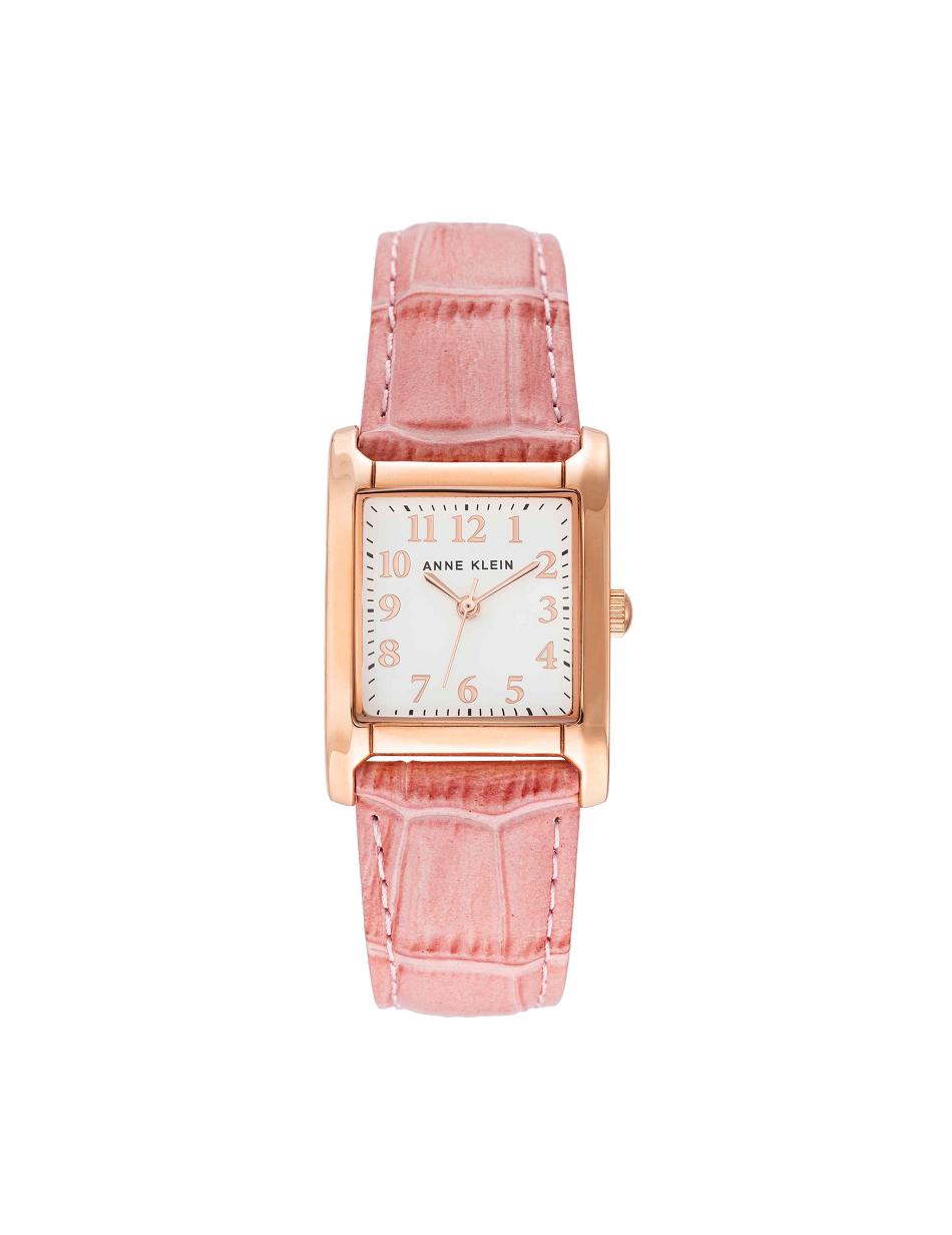 Anne Klein Square Case Strap Watch Leather Pink / Rose / Gold | USXBR35299