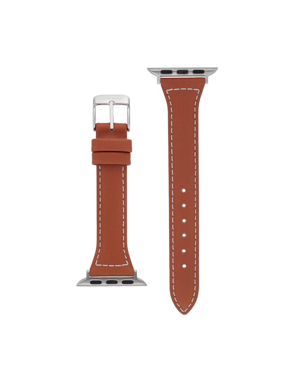 Anne Klein Stitched Leather Band Apple Watch Accessories Brown / Silver | USEAH17759