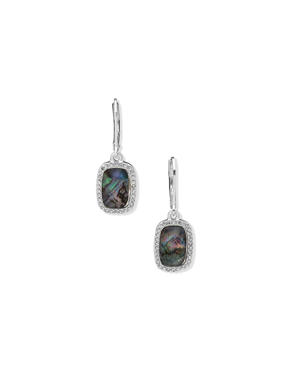 Anne Klein Stone Drop Earring with Pave Earrings Grey / Silver | GUSUC85659