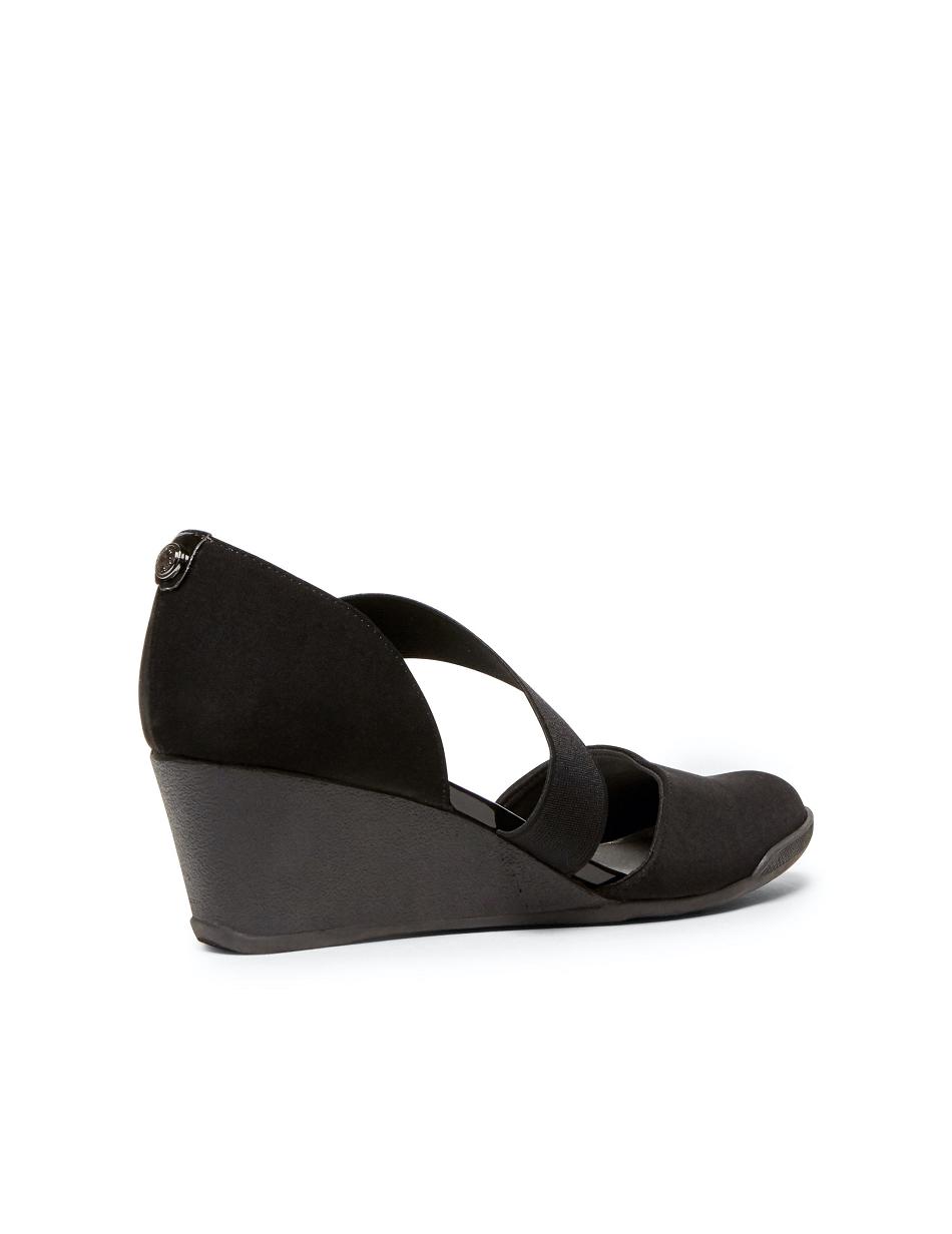 Anne Klein Tara Strap d'Orsay Wedge Heels Black | AUSDF45526