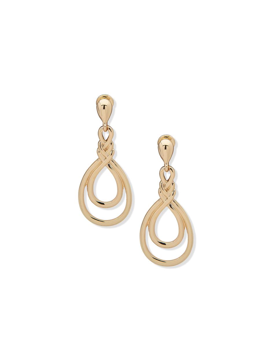 Anne Klein Tear Drop Clip Earrings Gold | USZPD80341