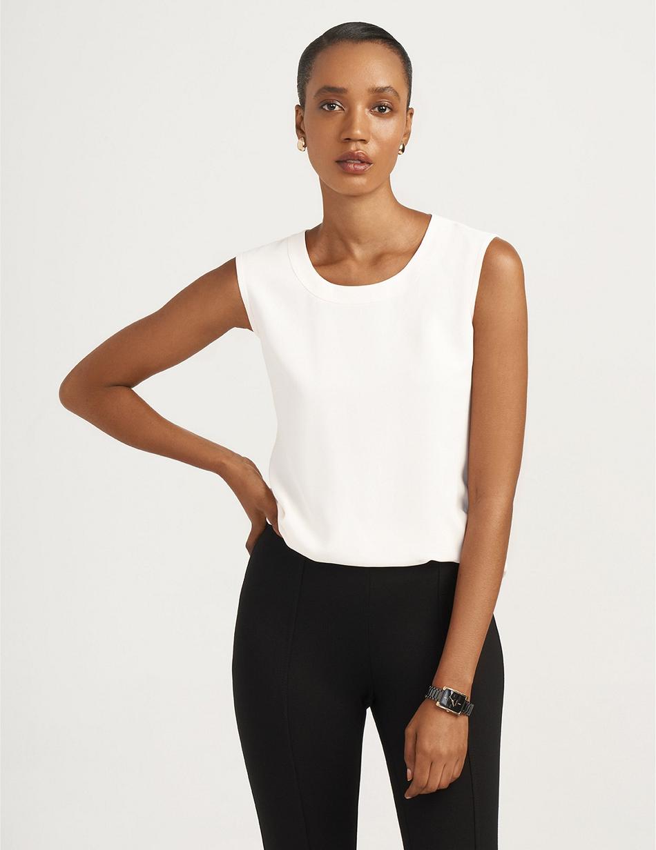 Anne Klein U-Neck Sleeveless Shell Best Sellers White | USJVR33915