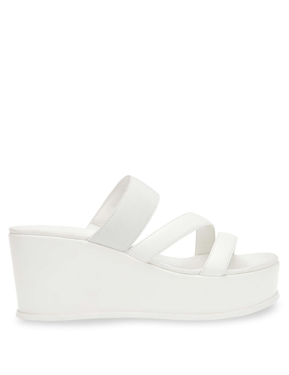 Anne Klein Velma Flatform Sandal Wedges White | MUSFT31883