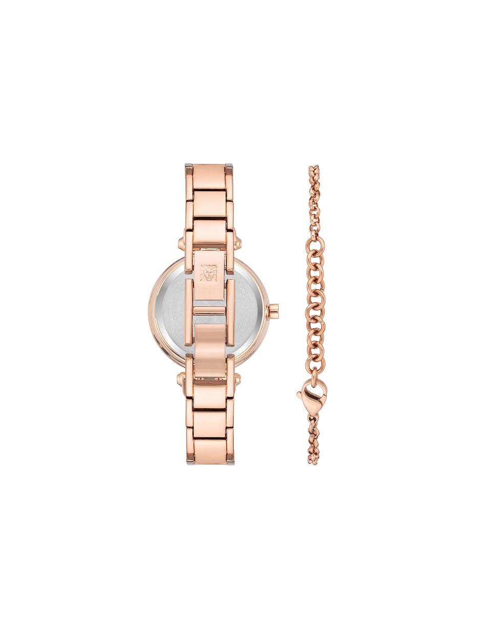 Anne Klein Watch and Bracelet with Premium Multicolored Crystals Sets Rose / Gold / Black | UUSND96024