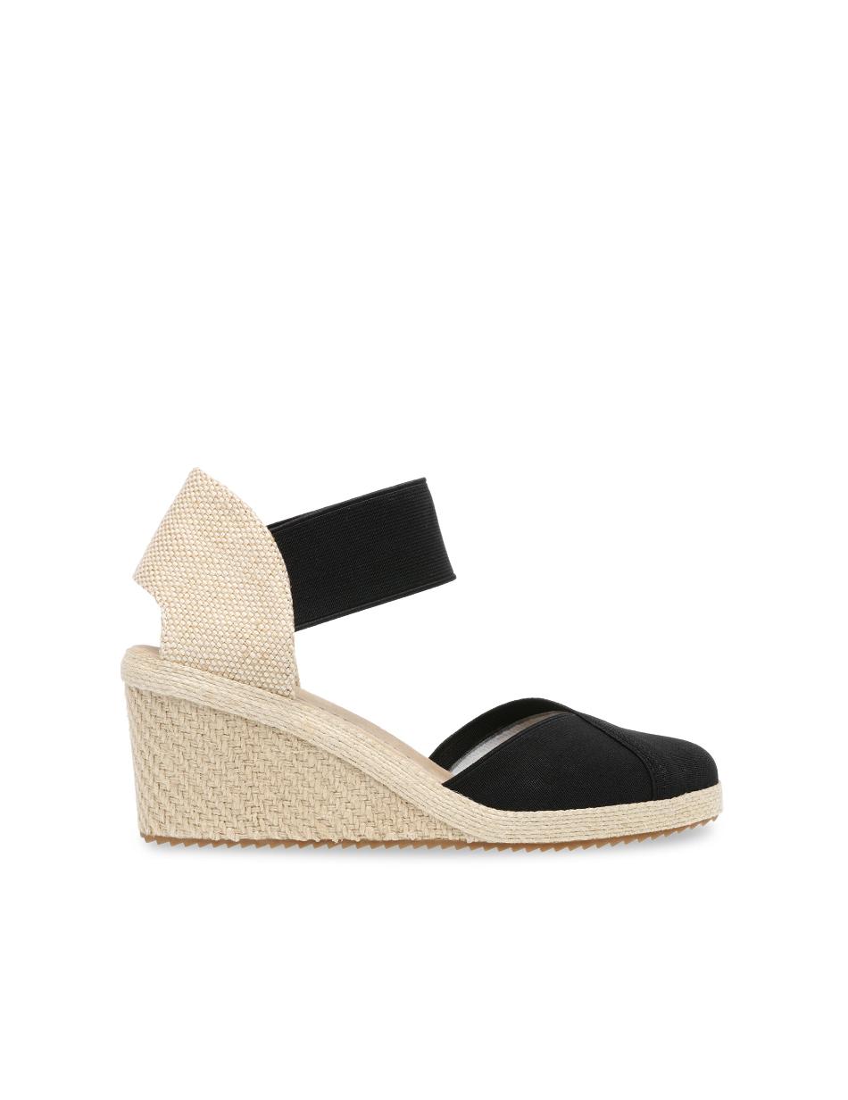 Anne Klein Zoey Round Toe Espadrille Wedges Sandals Black | GUSUC25234